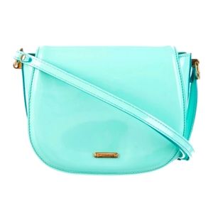 ❌SOLD❌ BURBERRY PRORSUM 2Way Patent Leather Saddle Bag, Tiffany Bl/Grn Turquoise